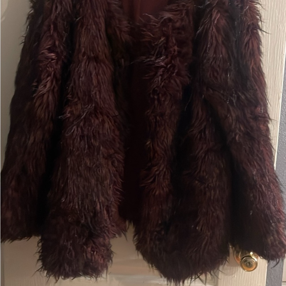 Burgundy Faux Fur Jacket